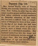 Obituary for Bertha (Segar) Bundy, Francis Bundy's first wife. (Original: Debbie Mcgalin)