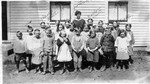 Oak Center class picture with June Bundy, hand annotated by June with "me".  (Original: Mary Hundeby)