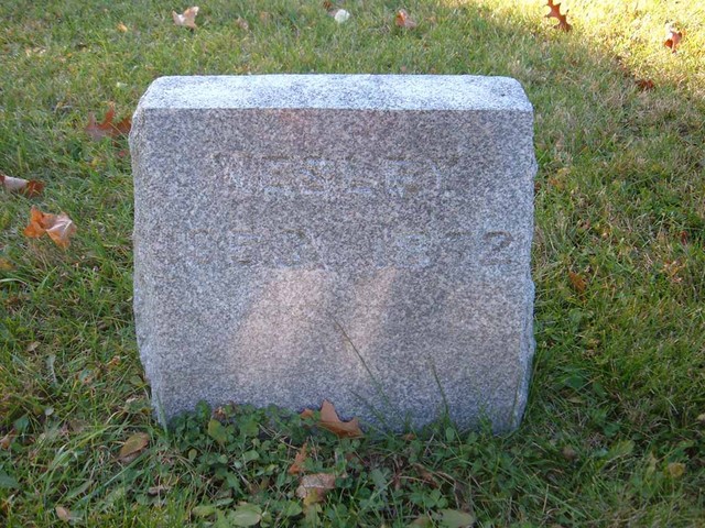 Wesley Bundy.  He was crippled and died young.  His job was to sit at the house with a gun in his lap and watch out for the Indians.  Lakewood Cemetery, Lake City, MN, 44.43432, -92.27152 (Original: Bob Hart, photographed November, 2004)