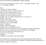 Transcription of travel notes taken by Marie (Winberg) LaBathe during her journey to America.  (Original: Alice Robinson)