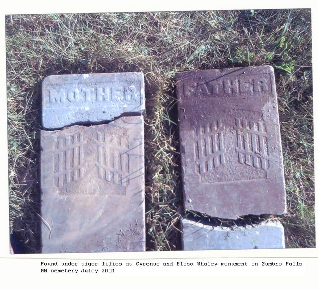 These markers are under the tiger lilies at the gravesite. (Original: Phyllis Diercks Jackson)