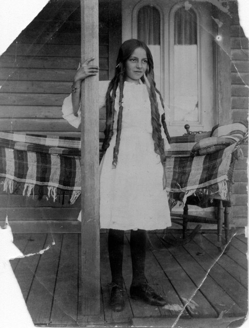 According to Mary Hundeby, this picture was found in Lucy Whaley Bundy's picture collection.  It is probably a Whaley girl, but we don't know who. The facial features remind me of Rose Whaley. (Original: Mary Hundeby)