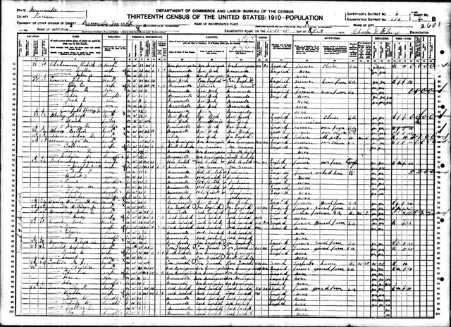 1910 Census, Minnesota, Roseau County, Moranville Township. Wintworth Whaley.
