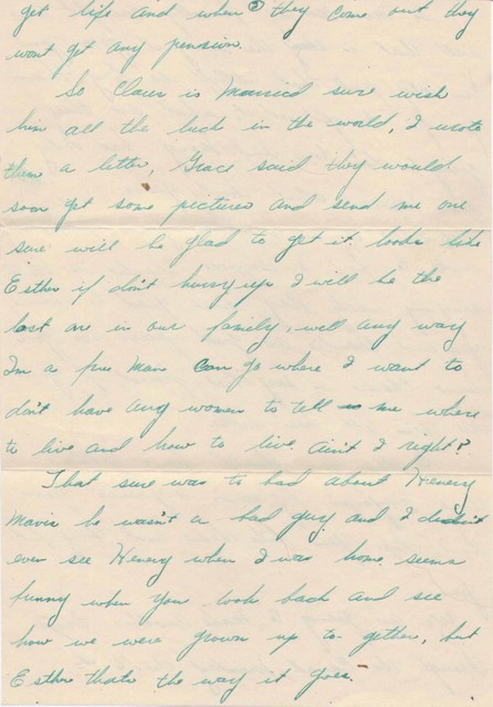 Letter from Bob to his sister, Esther, 14 Dec 1935, page 3. (Original: Bob Hart)