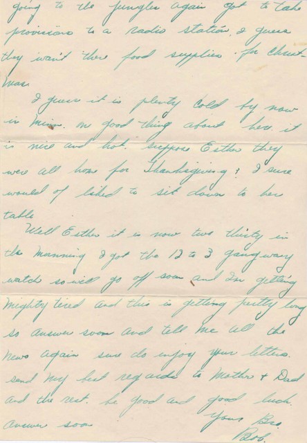 Letter from Bob to his sister, Esther, 14 Dec 1935, page 5. (Original: Bob Hart)