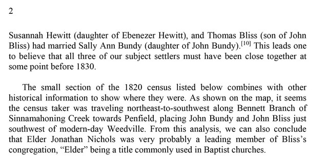 Article: John Bliss, John Bundy, Ebenezer Hewitt, 1820 Census, page 2