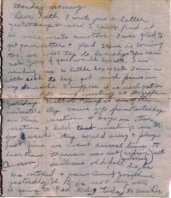 Letter Lucy Bundy to Ruth, 1920-1926, Page 1