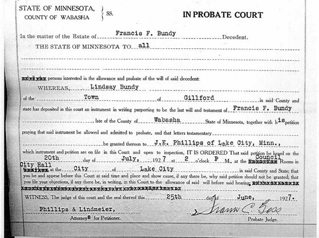 25 June 1927: Order for Probate Hearing, Page 2