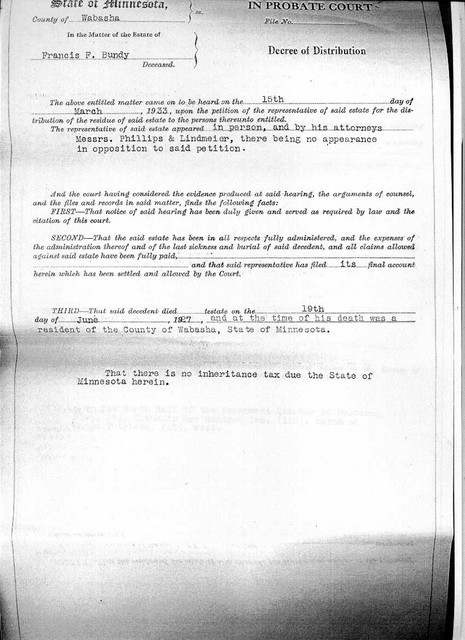 15 March 1933: Decree of Distribution,  Page 1