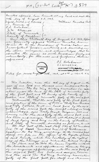 Francis bought the house at 686 E. 7th Street, Red Wing, Minnesota, on 19 August 1926. Deed, Page 1.