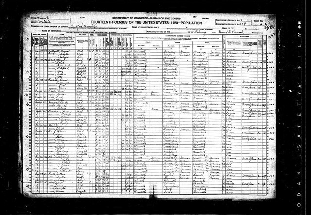 1920 Census, Minnesota, Wabasha County, Gillford Township. Francis and Lucy were still living on the Gillford Township farm. All eight children were with them.