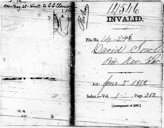 Cover sheet of some kind. The date 7 June 1832 refers to the date the act was passed that would allow David to claim a pension.