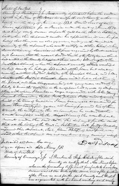 January 1833. An additional declaration made by David Soule, signed in his own hand, as verified by one of the witnesses in the document.
