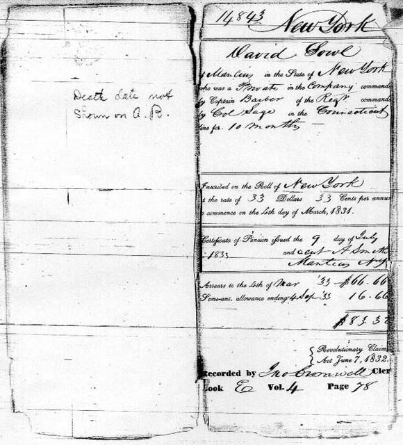 9 July 1833. Certificate of Pension.